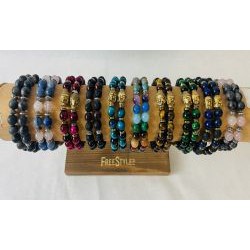 BRACELET PIERRE CLASSIQUE  8MM - 1 TUBE BOIS (40cm)