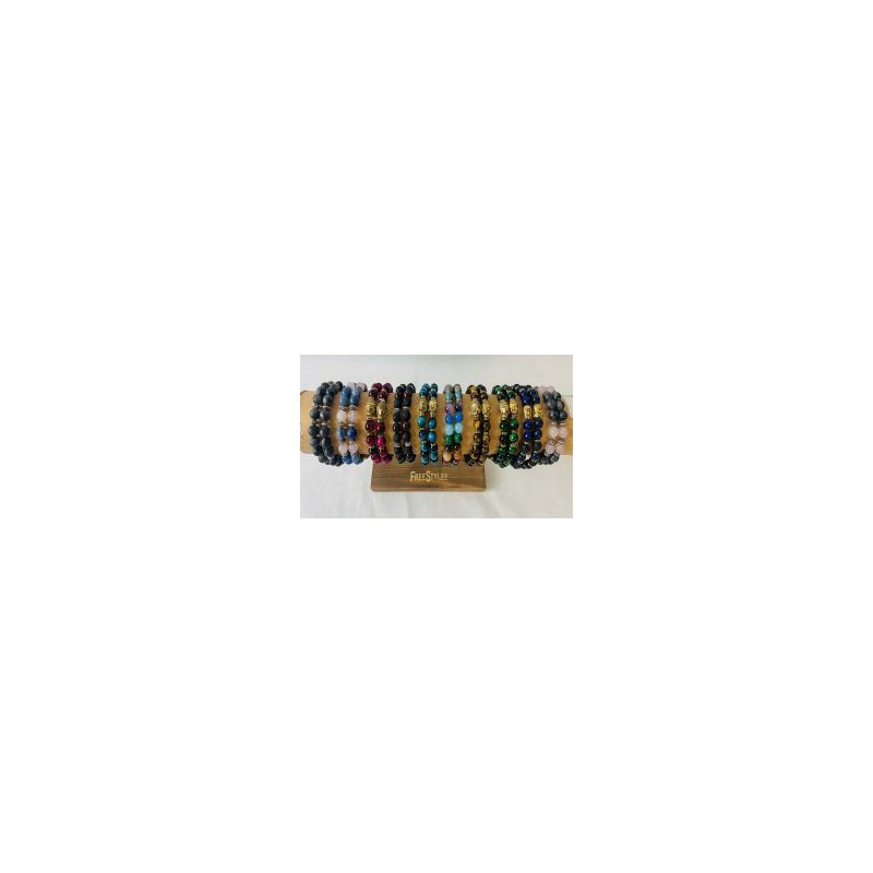 BRACELET PIERRE CLASSIQUE  8MM - 1 TUBE BOIS (40cm)