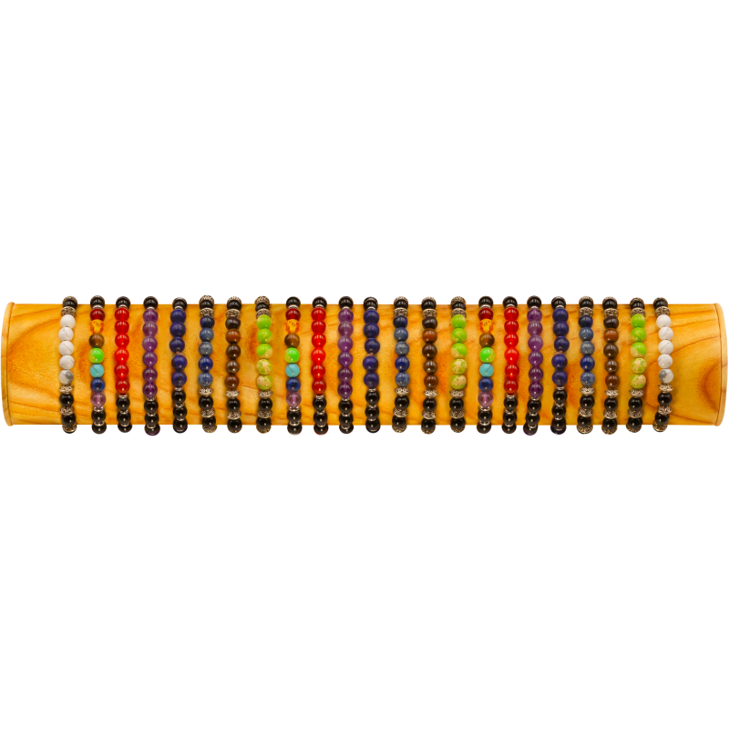 BRACELET FSI44  PIERRE CHAKRA 6MM - 1 TUBE BOIS (30cm)
