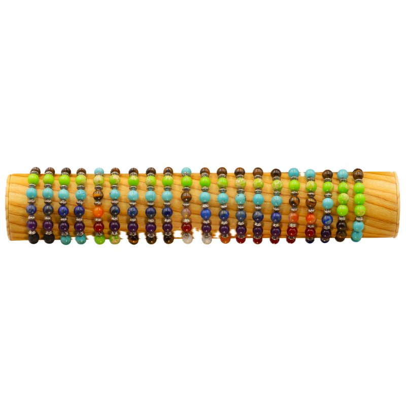 BRACELET FSI61 PIERRE CHAKRA 8 MM - 1 TUBE BOIS (30cm)
