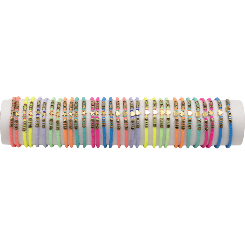 BRACELET FSI67 FIMO COEUR/ÉTOILE FLUO - 01 TUBE (30cm)
