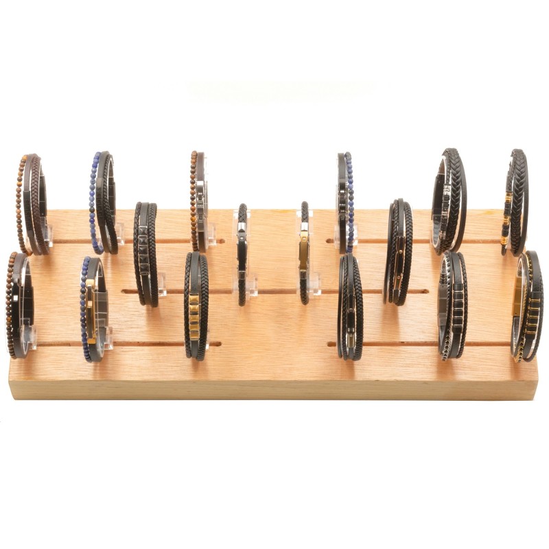 PRÉSENTOIR PLAQUE EN BOIS - BRACELET CUIR JL (8 a 15)
