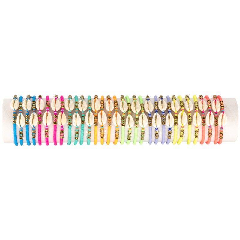 BRACELET FIMO FLUO COQUILLAGE FSI68 - TUBE 30cm