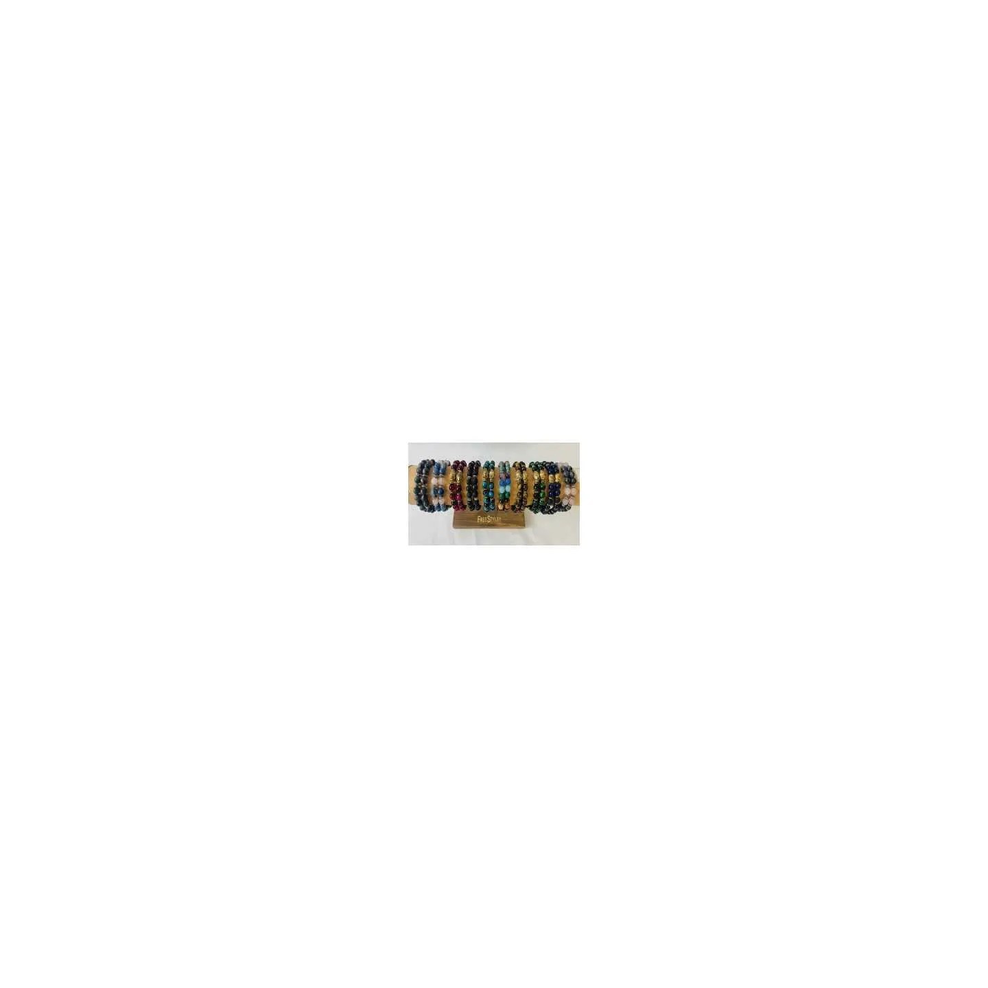 BRACELET PIERRE CLASSIQUE  8MM - TUBE BOIS 40cm