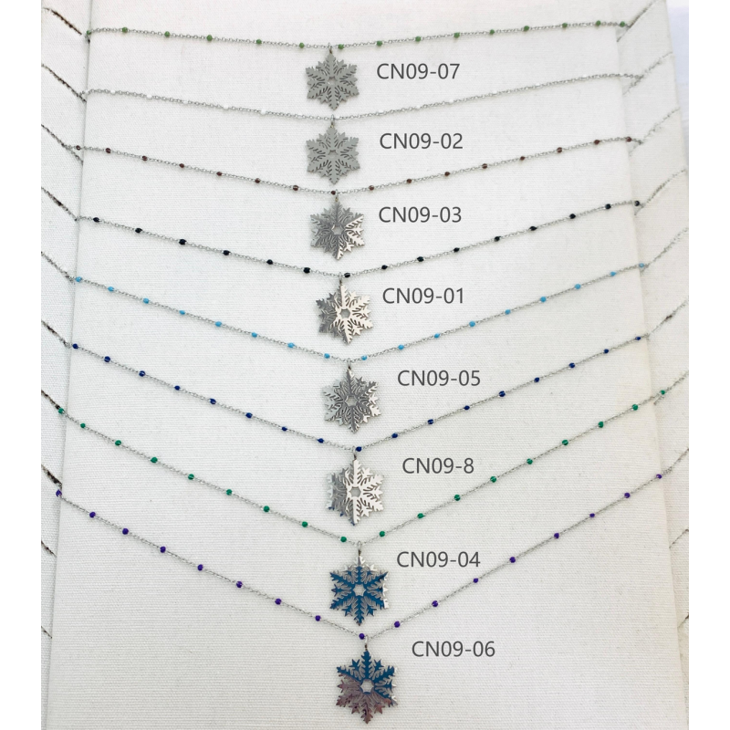 COLLIER CN09 FLOCON ARGENT (16 MODELES) - 01 COU EN BOIS N25