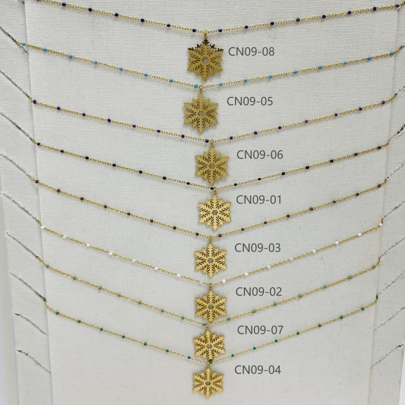 COLLIER CN09 FLOCON OR (16 MODELES) - 01 COU EN BOIS N25