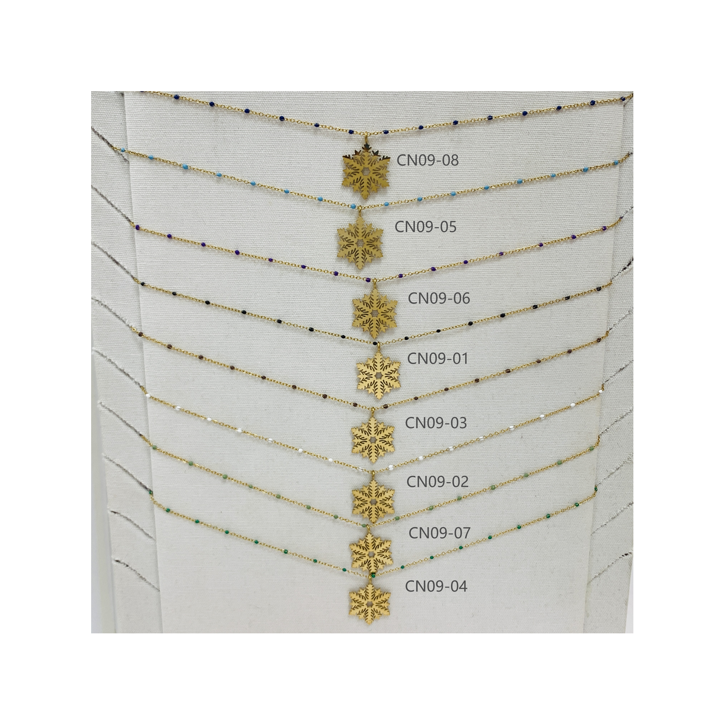 COLLIER CN09 FLOCON OR (16 MODELES) - 01 COU EN BOIS N25