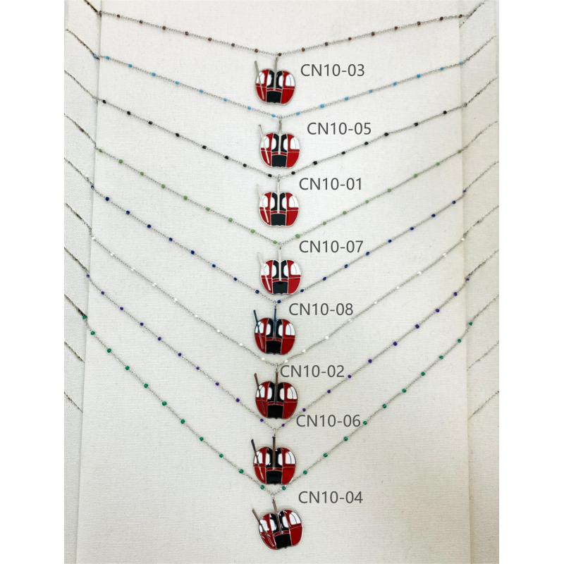 COLLIER CN10 TÉLÉCABINE ARGENT (16 MODELES) - 01 COU EN BOIS N25