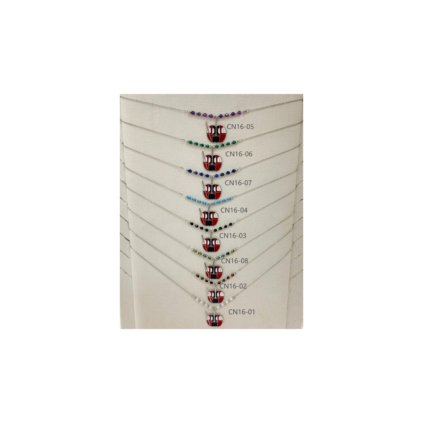 COLLIER CN16 TÉLÉCABINE ARGENT (16 MODELES) - 01 COU EN BOIS N25
