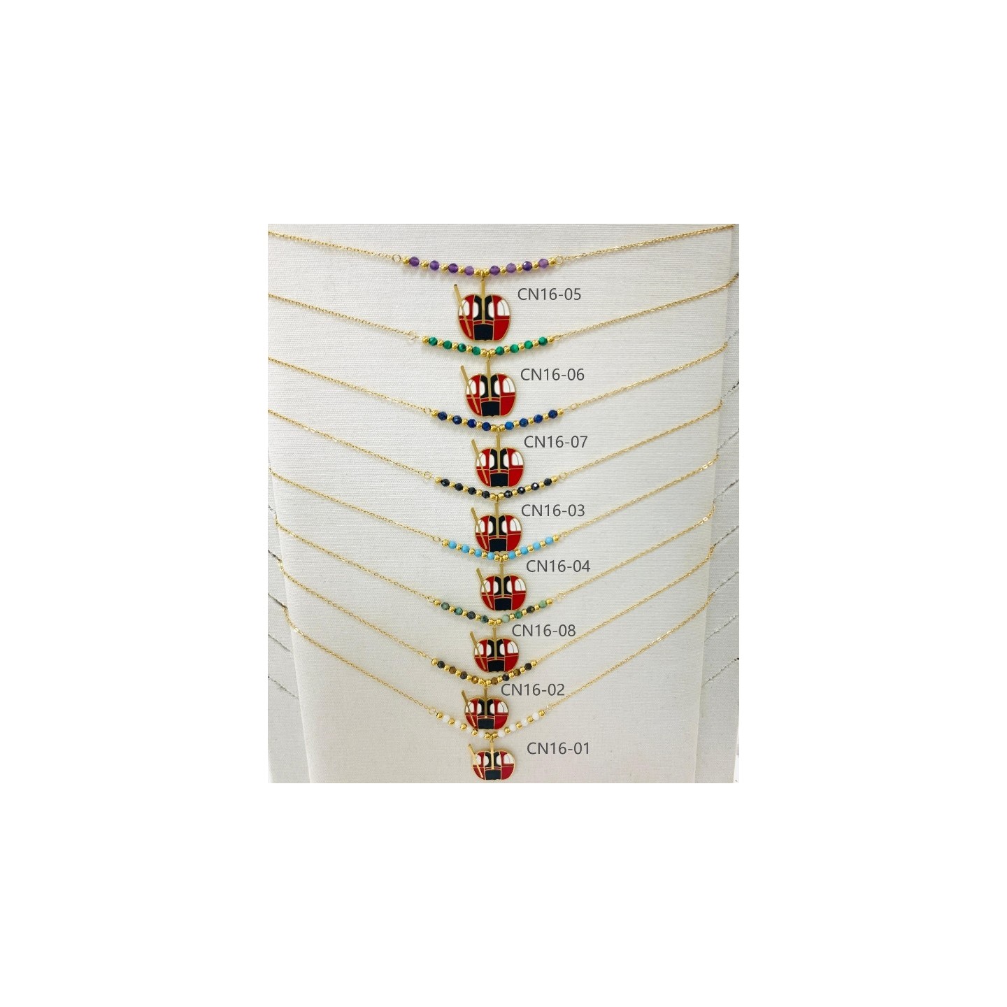 COLLIER CN16 TÉLÉCABINE OR (16 MODELES) - 01 COU EN BOIS N25