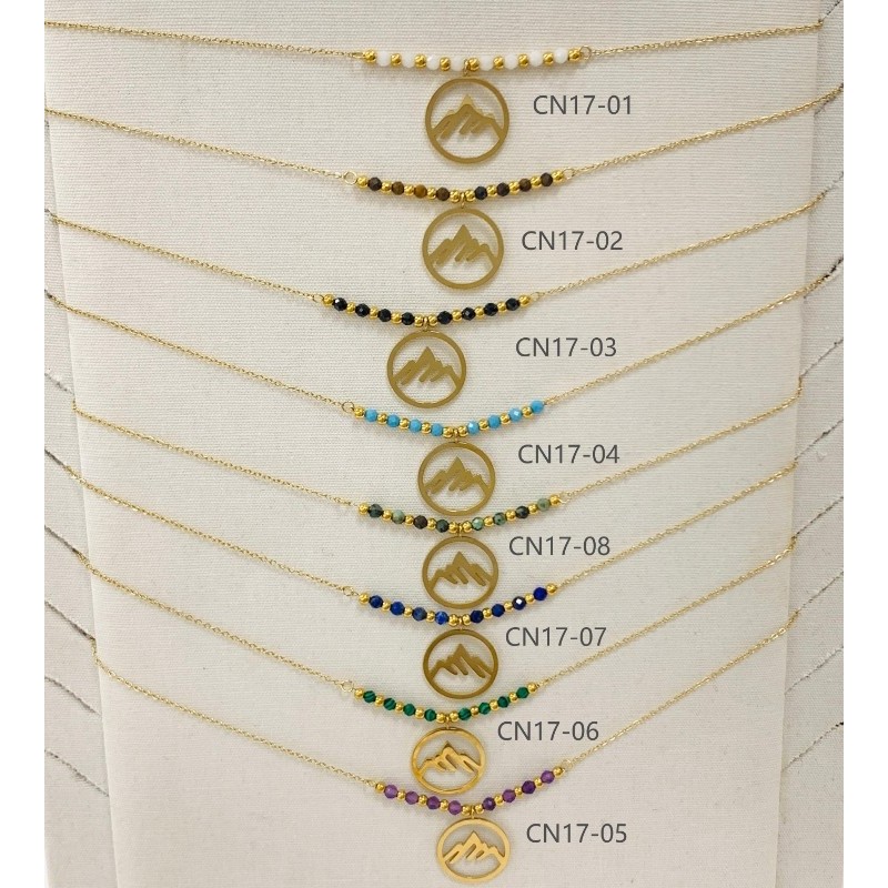 COLLIER CN17 MONTAGNE OR (16 MODELES) - 01 COU EN BOIS N25