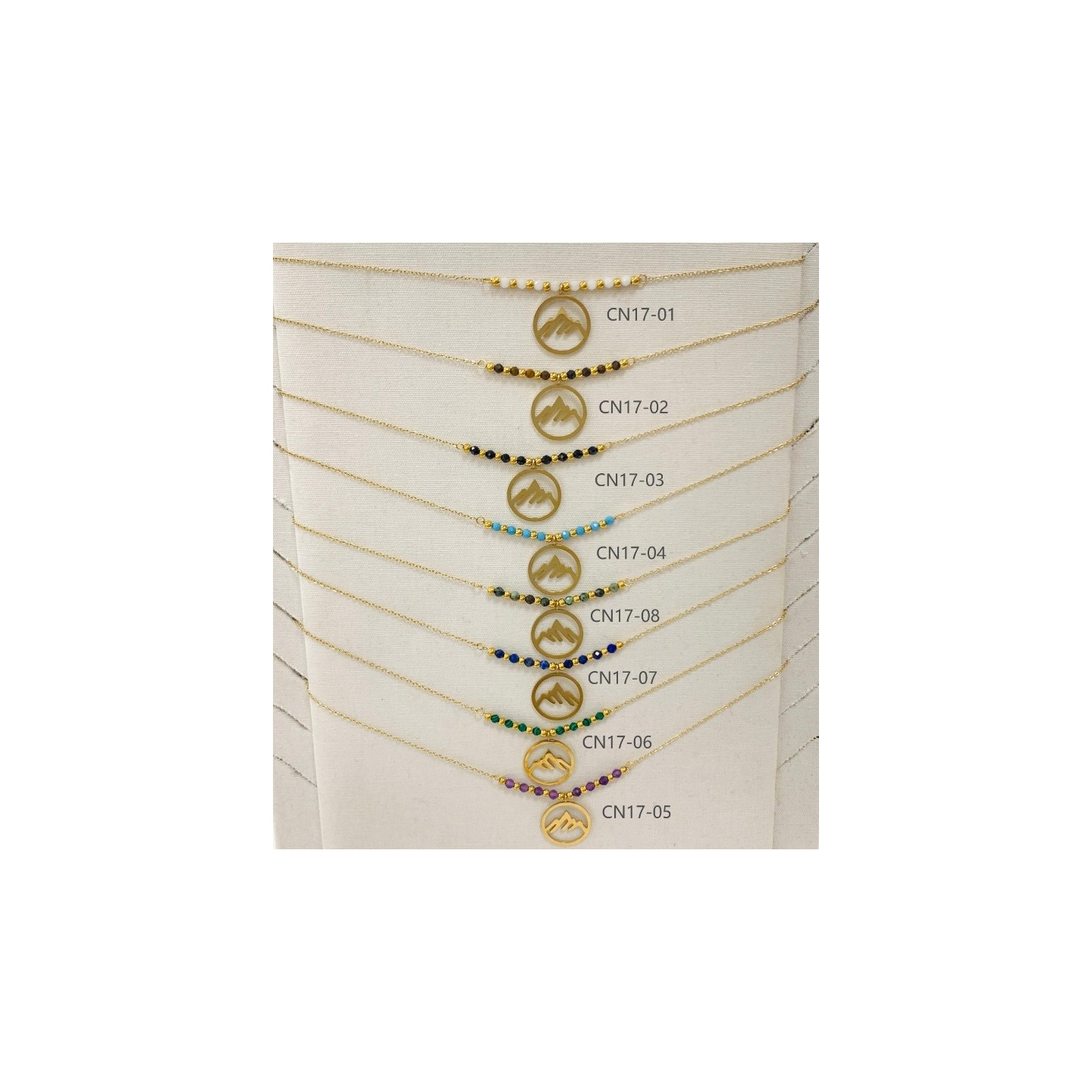 COLLIER CN17 MONTAGNE OR (16 MODELES) - 01 COU EN BOIS N25